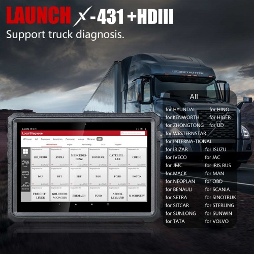 Originale Launch X431 V+ HD3 Wifi/Bluetooth Strumento Diagnostico per Autocarri Pesanti Multi-Lingue Incluso Italiano