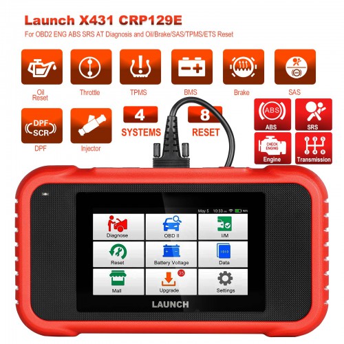 Launch X431 CRP129E OBD2 Lettore di Codice Supporta Olio / freno / SAS / TPMS / ETS reset pk CRP129 Aggiornamento Gratuito Online
