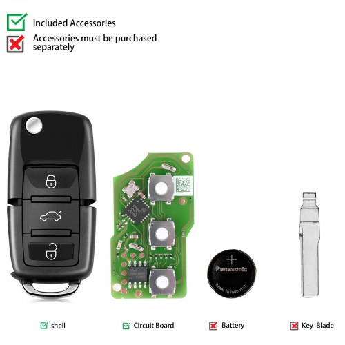Launch LK-Volkswagen Smart Key (Folding 3-Button-Black) LK3-VOLWG-01 5Pezzi/Lot