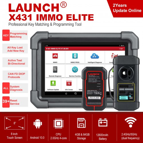 LAUNCH X431 IMMO ELITE Key Programmer Car Immobilizer Programming Tools OBD OBD2 All System Diagnostic Scanner 39 Reset Services X-PROG 3