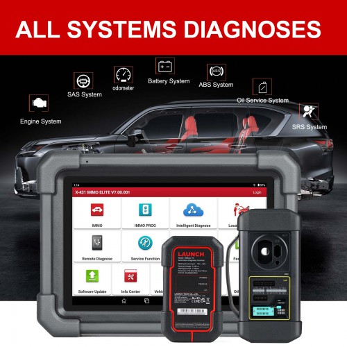LAUNCH X431 IMMO ELITE Key Programmer Car Immobilizer Programming Tools OBD OBD2 All System Diagnostic Scanner 39 Reset Services X-PROG 3