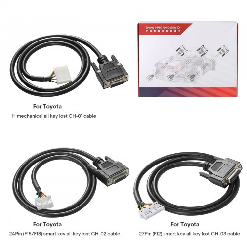 Launch X431 Toyota CH-01 H Non-Smart Key CH-02 24-PIN e Adattatori CH-03 a 27 PIN per IMMO ELITE / IMMO PLUS