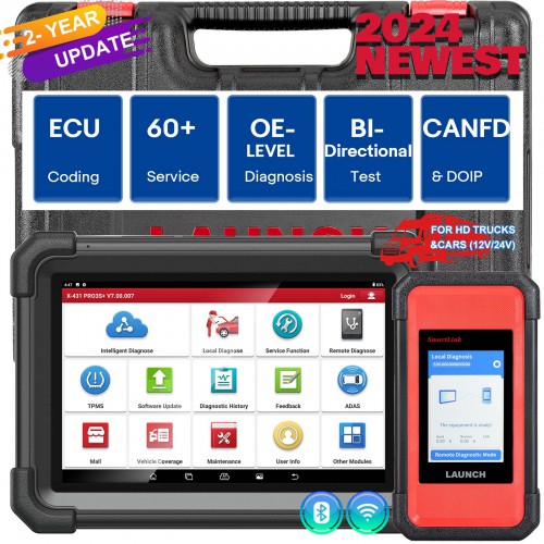 LAUNCH X431 PRO3S+ SmartLink HD per Diesel e Benzina 12V/24V Bi-Directional Scan Tool Supporta ECU Coding CANFD DOIP J2534 Programmazione