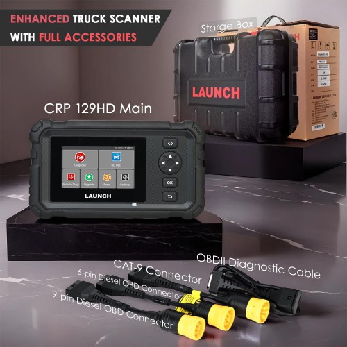 2026 LAUNCH CRP129 HD Heavy-duty Diagnostic Tool Supporta 24V Trucks 7 Reset Functions 2 Years Update Free