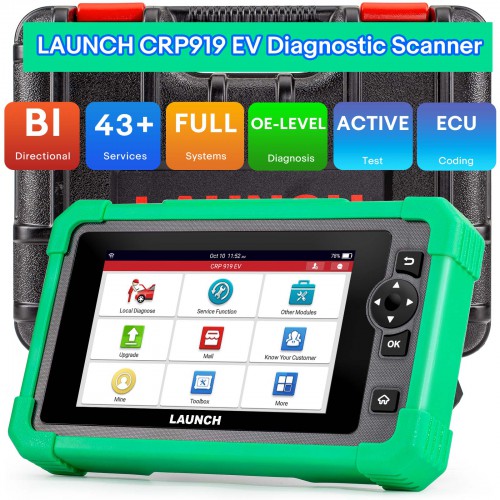 LAUNCH CRP919 EV Diagnostic Scanner with 43+ Service Functions for Electric Vehicles New Energy Cars Supports CAN FD DoIP ECU Coding Supporta Italiano