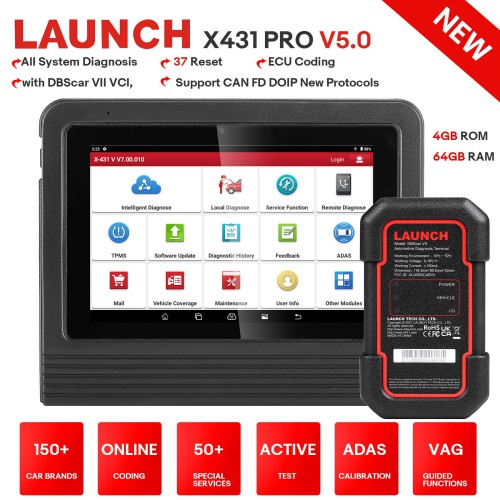Launch X431 V 5.0 8inch Tablet Wifi/Bluetooth Strumento di Diagnostica del Sistema Completo Aggiornamento Gratuito 2 Anni Supporta CanFD EU Versione