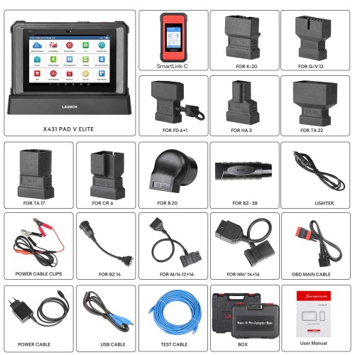 [EU Versione] Launch X431 PAD V Elite J2534 Tool Con il nuovo Smartlink C ECU/ECM Programma online Mappa della topologia CAN/CAN FD/DoIP 60+ Services