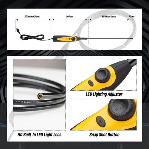 EU Speizione Launch X431 VSP-600 VSP600 Videoscope Camera Endoscope Flexible IP67 Waterproof for Launch X431 Scanners and Android Devices