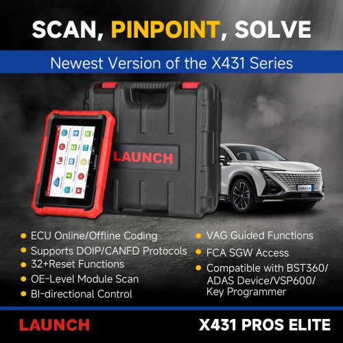 2026 Launch X431 PROS ELITE Bidirectional Scan Tool with CANFD ECU Coding Full System 32+ Special Function VAG Guide Supporta Lingua Italiana 