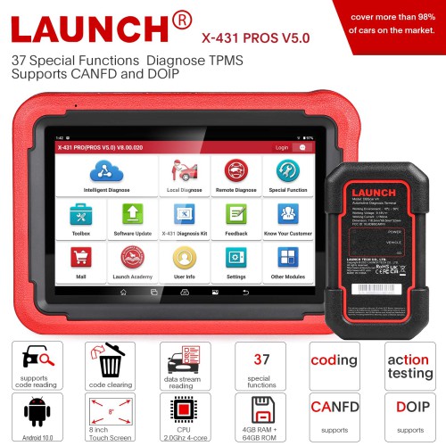 LAUNCH X431 PROS V5.0 OE-Livello Sistema Completo Strumento Diagnostico Supporta le Funzioni Guidate con 2 Anni Aggiornamento Online