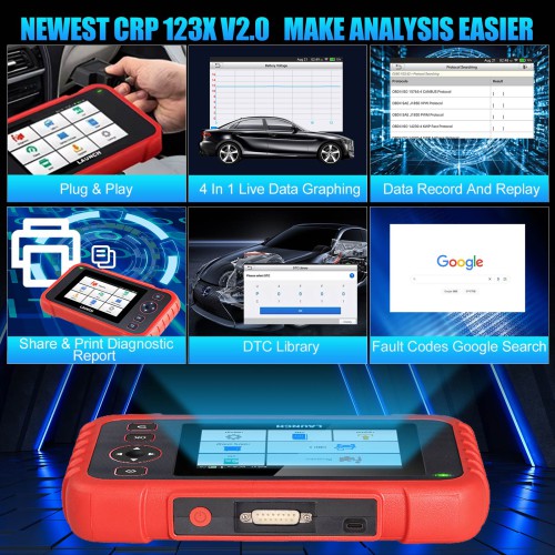 95% Nuovo Launch OBD2 Scanner CRP123X Elite Scan Tool ABS/SRS/Engine/Transmission Automotive Tools