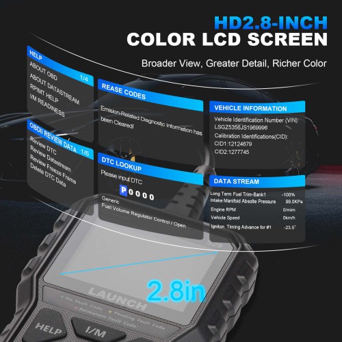 LAUNCH CR529 OBD2 Scanner Diagnostic Tool Code Reader Clear Codes I/M Readiness Freeze Frame  Read VIN Code Automatically