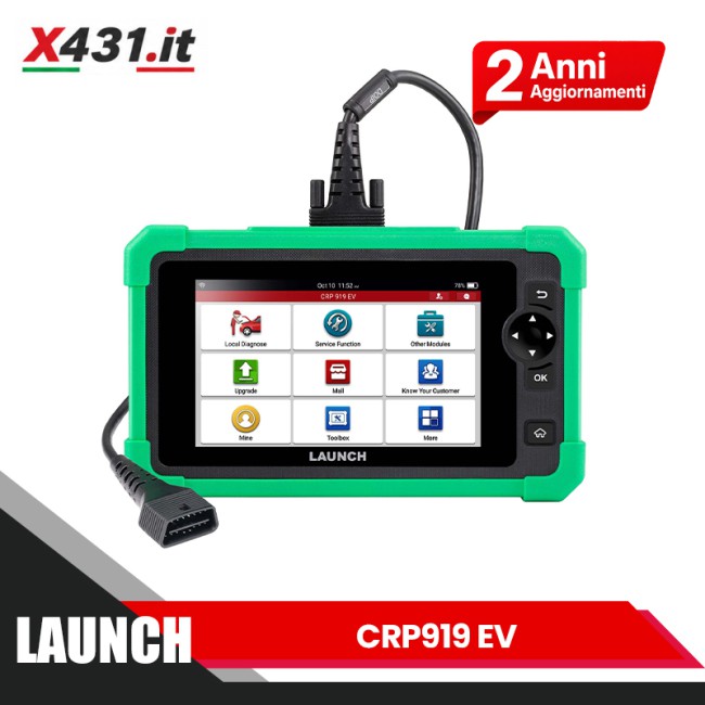 LAUNCH CRP919 EV Diagnostic Scanner with 43+ Service Functions for Electric Vehicles New Energy Cars Supports CAN FD DoIP ECU Coding Supporta Italiano