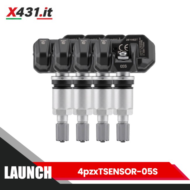 LAUNCH TSENSOR-05S RF TPMS Sensor (Overseas Configuration with Adjustable Angle Sandblasted Silver Aluminum) 4Pezzi/Lot