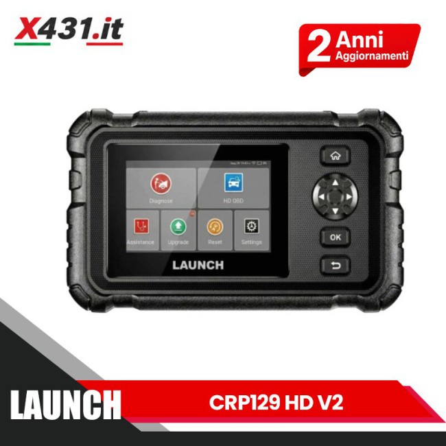 LAUNCH CRP129 HD V2 – Strumento di Diagnosi Professionale per Veicoli Commerciali e Camion, Configurazione Standard con 2 Anni di Aggiornamenti Gratis
