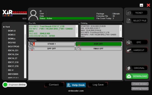 (2 Files Per Day)XirDecoder DTC – Chip Tuning – All Solutions Software (Versione Base)Supporta la Mappatura Stage 1-2
