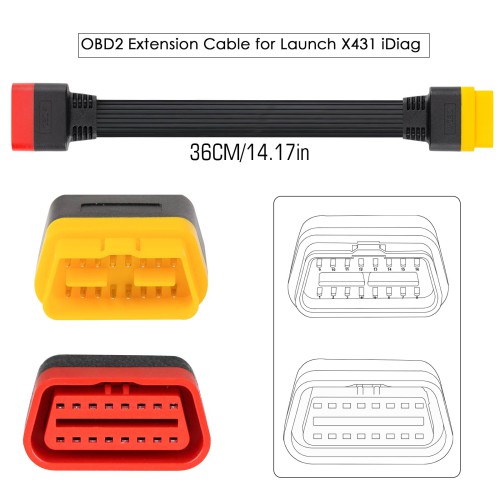 Cavo di Prolunga OBD2 OEM Per Launch X431 iDiag EasyDiag X431 V, X431 V+, Pro5, 36CM / 23.6 Pollici
