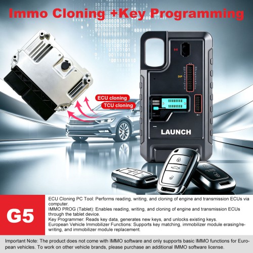 2026 LAUNCH X-431 PROG5 IMMO Programmer 3-in-1 IMMO Device for European Vehicles, Supports Key Matching, Key Programming, ECU/TCU Cloning & Writing