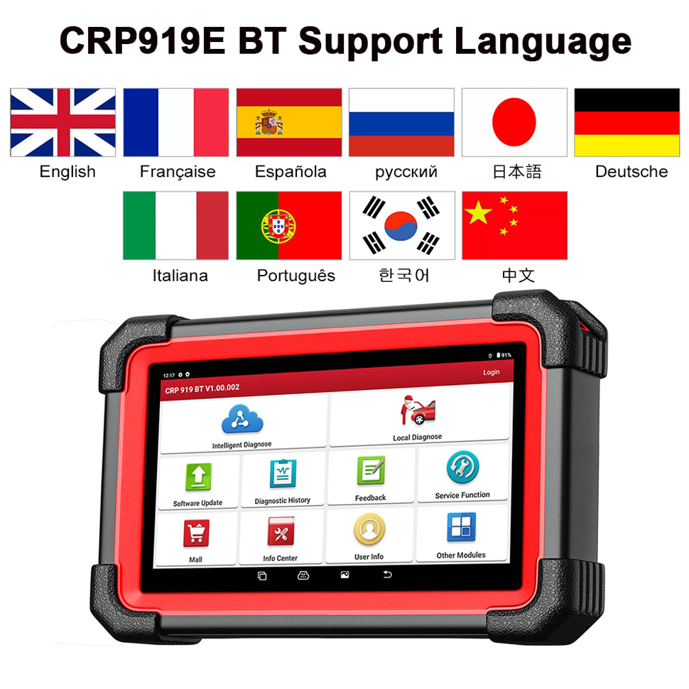 launch crp919e bt language