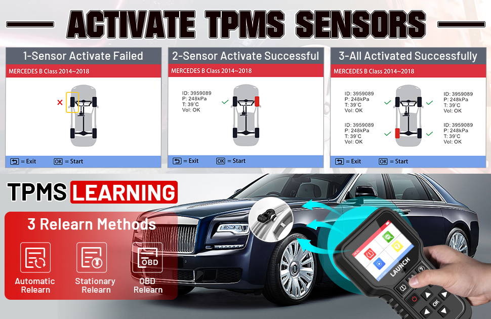 Launch CRT5011E TPMS Relearn Tool  4