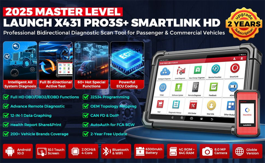 EU Versione Launch X431 Pro3S+ DBScar VII with Smartlink 2.0 HD Module Supporta Sia Auto Sia Camion