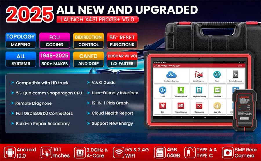  LAUNCH X431 PRO3S+ V5.0 Bi-Directional Scan Tool-X431.it