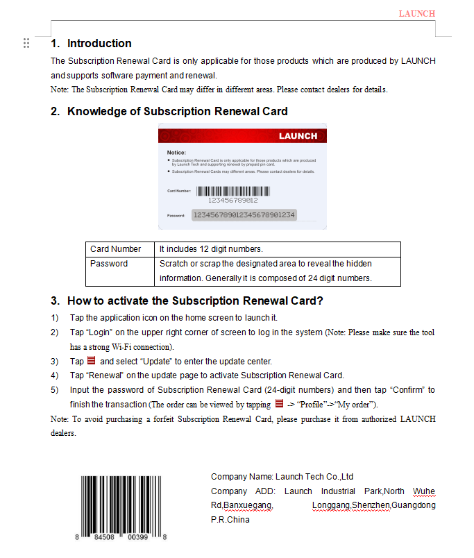 Come attivare la Renewal Card (PIN) sul dispositivo-x431.it