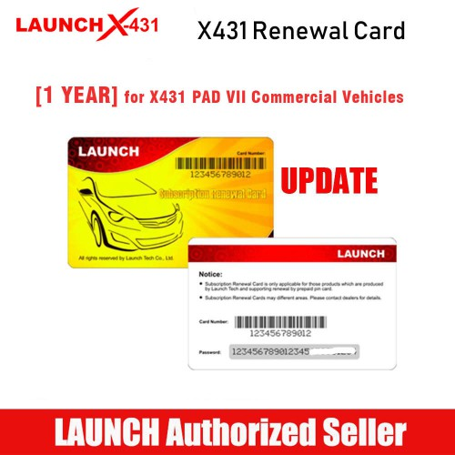 [1 Anno] Launch X431 PAD VII Software Renewal Card for Commercial Heavy Duty Trucks Online Activation